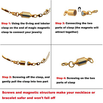 Zpsolution Screw Magnetic Clasps for Necklaces Safety Magnetic Locking Jewelry Clasp Converter - color: 4 Glod and 4 Silver
