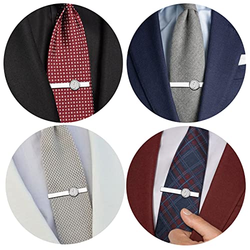 AMITER 26 Letters Tie Clip and Cufflinks for Men, Initial Tie Bar & Cuff Links Set Necktie Clip for Business, Wedding, Anniversary - color: J (2 cufflinks + tie clip)