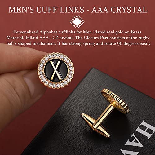 HAWSON Tie Clips, Cufflinks, Tie Tack & Lapel Pins for Men - Suitable for Neckties and French Cuff or Dress Shirt Suits - Jewelry Box Packed, Initials Designed - style: X-4pcs Sets