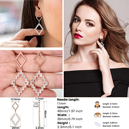 Earrings Holy Stud Earrings for Girls/Women, Sliver Gold Wedding Earrings for Bridesmaids - color: Rhomboid|Rose Gold