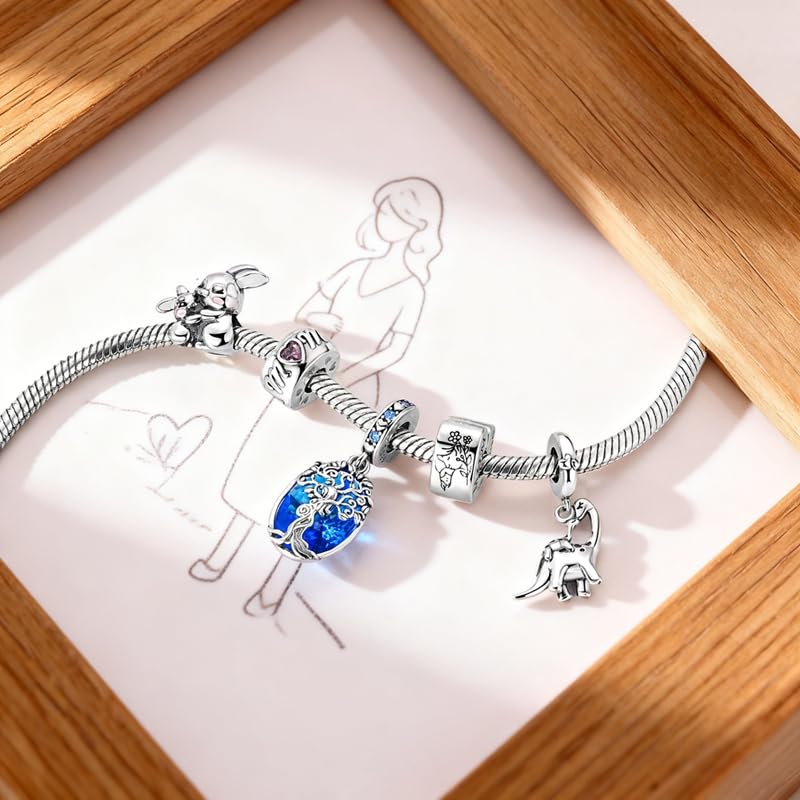 925 Sterling Silver Openable Clip Spacer Bead Fits Pandora Bracelet | Hypoallergenic Clip Stopper Charm, Star Clover Butterfly Floral Mom Heart Paved Zircon Gift for DIY Charm Bracelet Jewelry - color: Mom Pink Heart