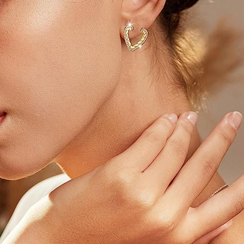 18K Crystal Heart Hoop Earrings for Women with Locket Design, White Crystal Cubic Zirconia Dangling Earrings Fine Jewelry Gifts for Her - color: Toroidal