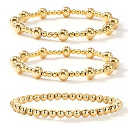 Gold Bracelets for Women, Beaded Cross Stack, Non Tarnish Set，Set-1 | Gold Beaded Bracelet Stack with Stretch Fit, Waterproof Finish and Dainty Design for Everyday Wear and Gifts - color: Colors-13