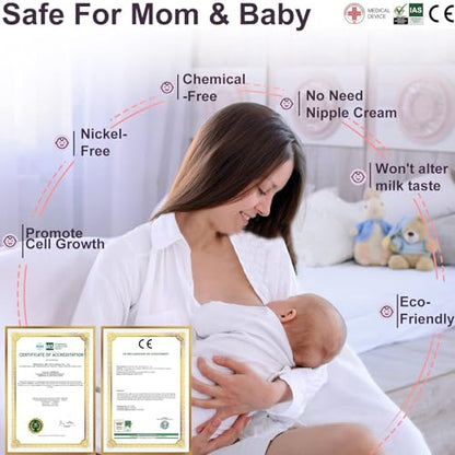 Boboduck The Original Silver Nursing Cups - Nipple Shields for Nursing Newborn, Newborn Breastfeeding Must Haves for Soothe and Protect Your Nursing Nipples - Trilaminate 999 Silver (X-L Size) - size: X-L Size