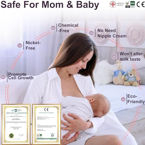 Boboduck The Original Silver Nursing Cups - Nipple Shields for Nursing Newborn, Newborn Breastfeeding Must Haves for Soothe and Protect Your Nursing Nipples - Trilaminate 999 Silver (Regular Size) - size: Regular Size