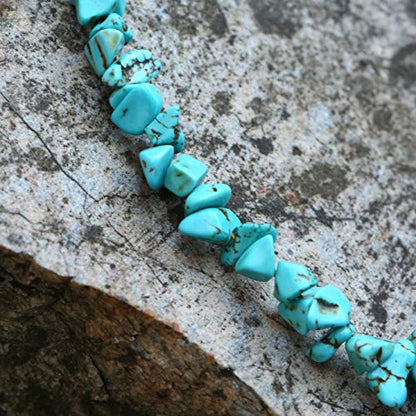 Aobei Pearl Gemstone Beaded Choker Necklace for Women Boho Turquoise/Cultured Freshwater Pearls/Garnet/Amazonite Jewelry - color: B Blue-greenTurquoise & Hematite