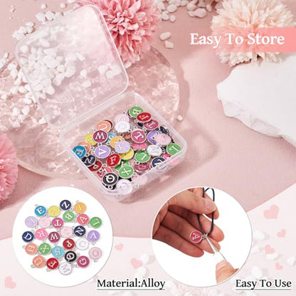 Cheriswelry Letter Alphabet Charm for Jewelry Making Initial Letter A-Z Pendants Flat Round Hexagon Alloy Enamel Charms for Necklace Bracelet Earring Jewelry Making DIY Craft - color: Platinum