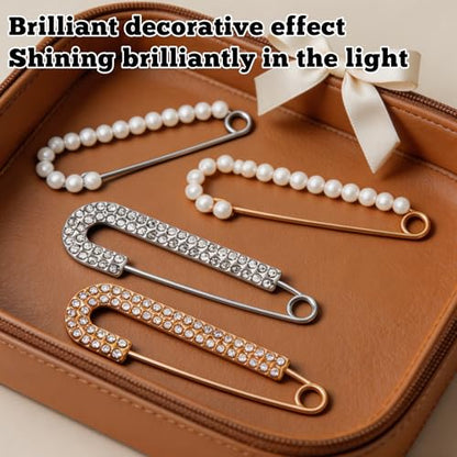 4 Pcs Women Pearl Brooch Pins Fashion Faux Crystal Pearl Brooches | Sweater Shawl Clips, Dress Shirt Pin, for Women's Clothing Accessories