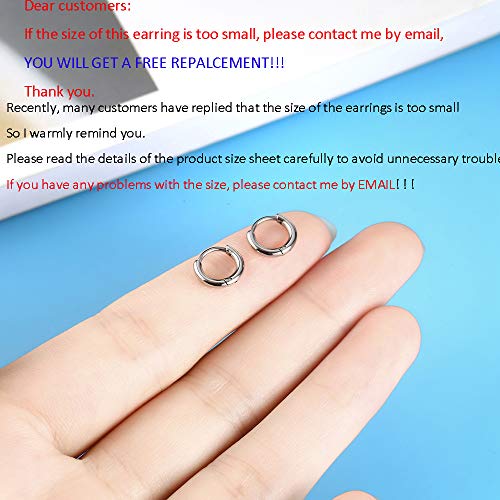 316L Surgical Stainless Steel Huggie Hoop Earrings 6mm 8mm 10mm 11mm 12mm 14mm Hypoallergenic Earrings Hoop Cartilage Helix Lobes Hinged Sleeper Earrings For Men Women - style: A02:6mm Silver(THK 2.0mm)