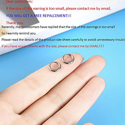 316L Surgical Stainless Steel Huggie Hoop Earrings 6mm 8mm 10mm 11mm 12mm 14mm Hypoallergenic Earrings Hoop Cartilage Helix Lobes Hinged Sleeper Earrings For Men Women - style: A02:6mm Silver(THK 2.0mm)
