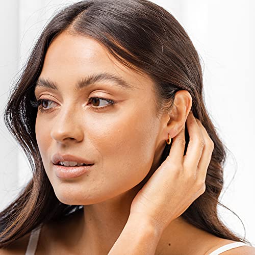 PAVOI 14K Gold Plated 925 Sterling Silver Post Twisted Huggie Earring | Women's Mini Hoop Earrings - color: Yellow Gold, size: 12.5 MM