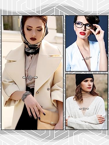 Jetec 4 Pieces Vintage Sweater Shawl Clips Retro Cardigan Collar Dress Shirt Brooch Clips for Women Wearing, 4 Styles - style: Simple Style