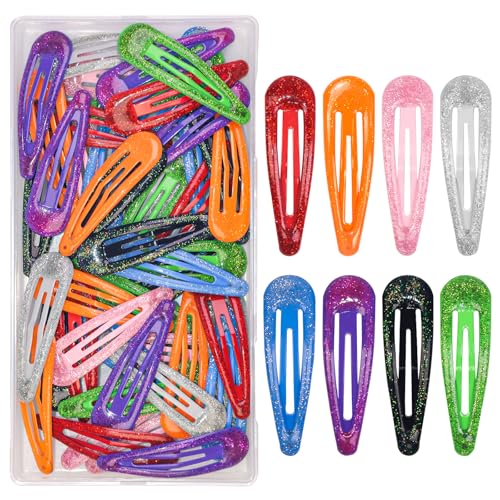 48 Pcs Cute Metal Snap Hair Clips, Non-Slip Barrettes for Women and Girls, Hair Accessories for Parties, School & Daily Use (8-Colors) - color: 8-Colors