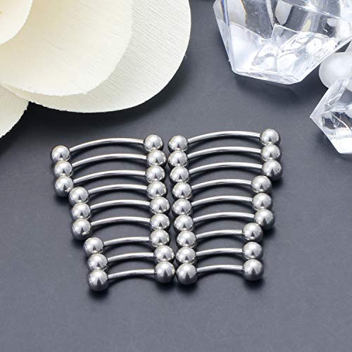 SCERRING 18-30PCS 20G Stainless Steel Eyebrow Tragus Helix Rook Daith Earrings Lip Ring Barbell with Balls Body Piercing Jewelry 6mm 8mm 10mm - color: 18PCS - Silver