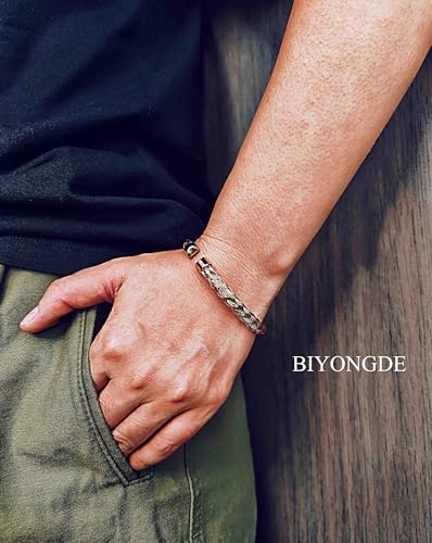 Stainless Steel Braided Cable Cuff Bangle Bracelet, Adjustable, Mens Womens, Minimalist - color: Rose Gold