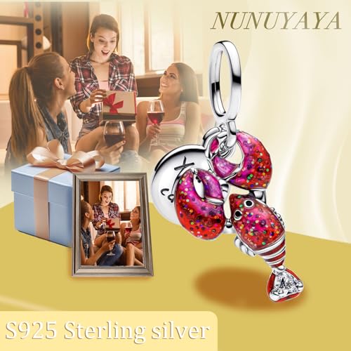 Charms Beads 925 Sterling Silver Animal Heart Flower Friend Dangle Pendant with 5A Cubic fits for Charms Bracelets for Woman Valentine's Day Mother's Day Christmas Graduation Birthday Gift - style: D26-Crayfish
