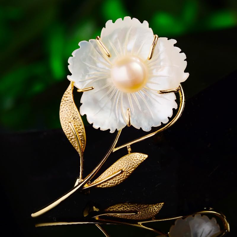Flower Brooch for Women Rhinestone Pearl Zirconia Flower Lapel Pin Birthday Holiday Gift for Mother Wife Girlfriend - color: 05