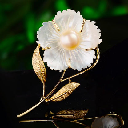 Flower Brooch for Women Rhinestone Pearl Zirconia Flower Lapel Pin Birthday Holiday Gift for Mother Wife Girlfriend - color: 05