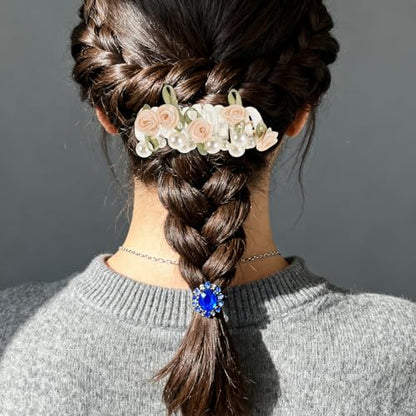 VILLCASE 6pcs Pearl Flower Telephone Cord Hair Ties Set Elastic Spiral No-snag Hair Coils for Women Ponytail Holders in Deep