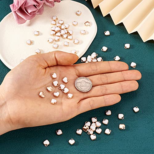 Cheriswelry Mini Heart Charms Enamel Love Heart Alloy Pendants Valentine Dangle Charms for DIY Earring Bracelet Necklace Jewelry Making - color: White