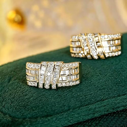 Modern Fashion Women Hoop Earrings Full Crystal CZ Wedding Trendy Jewelry - color: Gold Color