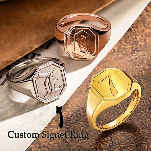AILIN Initial Rings For Men Custom Old English Signet Rings For Women Pinky Ring With Letter