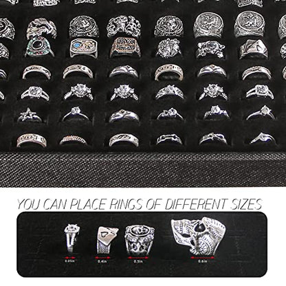 Julysky 2 PCS Stackable Ring Tray for Drawer,Jewelry Holder Organizer,Ring Display Stand for Selling - size: 100 Slot Ring Tray + 100 Slot Ring Tray