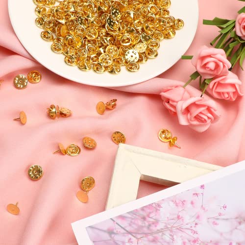 JANYUN 120 Pairs Butterfly Clutch Tie Tacks Safety Keepers Pin Back | Gold,Metal Holder Clasp Lock Backings,Replacement with 8mm Length 10mm Width Blank Pin for Brooch Lapel Enamel Craft Making - color: Gold, size: 10mm