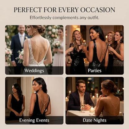 Back Necklace for Backless Dress Rhinestone Body Chain Jewelry for Women Backdrop Necklace Bridal Dress Crystal Wedding Jewelry Gift - color: A1:SetA
