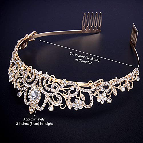 COCIDE Gold Tiara Crystal Crowns Rhinestone Crown Bride Bridal Wedding Birthday Party for Women - color: TC Gold+Clear