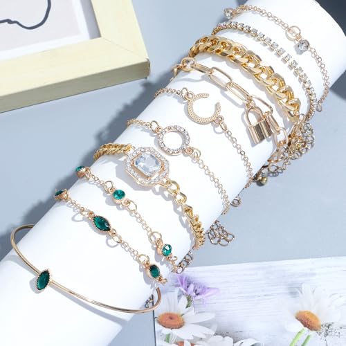 NEWITIN 49 Pieces Gold Jewelry Set for Women Fashion Costume Jewelry Gold Plated Necklace Bracelet Ring Earrings Set for Women - color: Gold Jewelry Set B