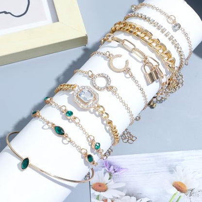 NEWITIN 49 Pieces Gold Jewelry Set for Women Fashion Costume Jewelry Gold Plated Necklace Bracelet Ring Earrings Set for Women - color: Gold Jewelry Set B