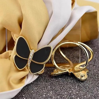 3pcs Fashion Scarf Ring Clip 3 Rings Silk Scarves Clip For Women Shawl Clip Buckle Gold Smooth Scarf Brooches Buckle - color: Scarf clip D-2PCS