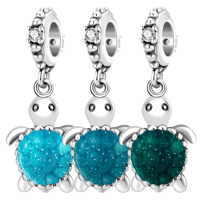 LNQOBU 925 Sterling Silver Charms Color-changing Chameleon Dangle Charm Beads Glow in the Dark Charme fits Pandora Bracelets and Necklace Jewelry Gift for Women - style: Thermochromic sea turtle