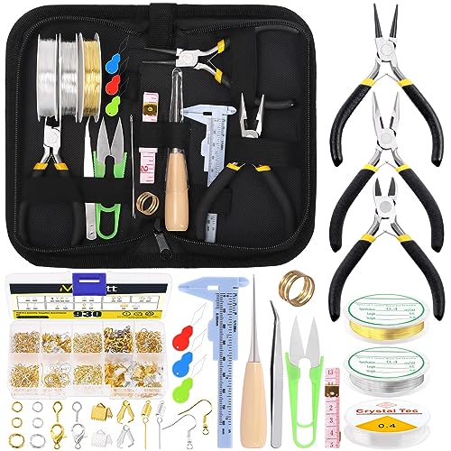 Mardatt 950Pcs Jewelry Making Supplies Kit - Includes Pliers, Wires, Jump Ring Opener, Tweezers, Awl & Accessories for Making & Repair - size: No.1-950Pcs