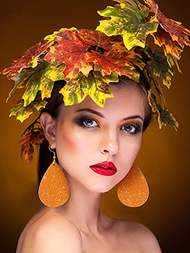 Hicarer 4 Pcs Jewelry Sets for Women Glitter Necklace and Earring Set Multi Layer Bracelet Costume Jewelry Sets for Bridal Shower Wedding - color: Orange