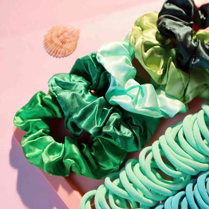 YANRONG Women's Hair Accessories Set: 755PCS Seamless Ponytail Holders, Variety Scrunchies, Bands and Ties for Thick and Curly Hair (Green) - color: 755PCS (green)