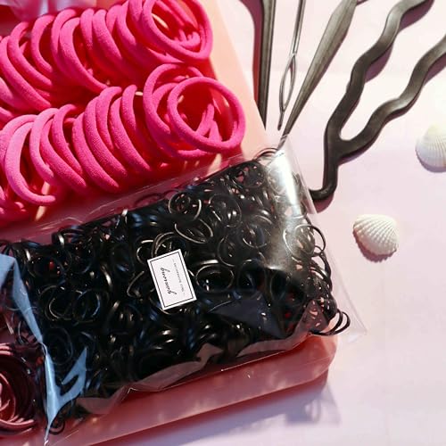 YANRONG Hair Accessories for Woman Set, 755PCS Seamless Ponytail Holders Variety Hair Scrunchies Hair Bands Scrunchy Hair Ties For Thick and Curly (Rose) - color: 755PCS (Rose)