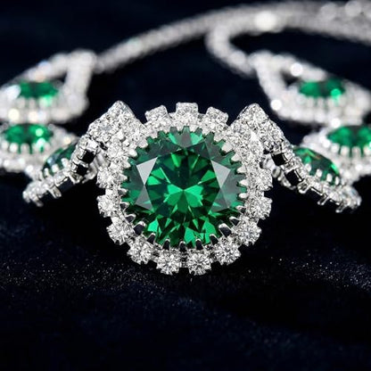 Silver Plated Necklace Earrings Bracelet Crystal Bridal Wedding Jewelry Sets for Wedding princess birthday party Halloween Prom Pageant Jewelry - color: 2-green