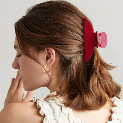 MAORULU Cute Claw Clip for Women – 4.3'' Large Acetate Hair Clips for Thick Thin Curly Long Hair, Durable Hair Clamps Non-slip Jaw Clip, Strong Hold, Stylish French Design (Cherry Red) - color: Cherry Red