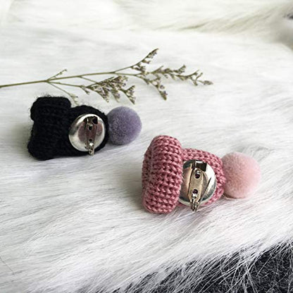 Premium Handmade Enamel Lapel Pin Brooch Badge - color: Ash Grey/Pink Pom Beanie, size: 1 Pin