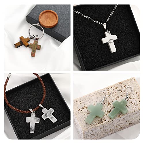 Lezam 24 Pieces Healing Crystal Heart Moon Cross Shaped Pendants Necklace Charms for DIY Jewelry Making Natural Quartz Stones Chakra Love Beads Bulk - color: 24Pcs-E