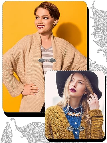 Syhood 5 Pieces Shawl Clips Cloak Clasp Cardigan Sweater Clips Vintage Collar Retro Cloak Brooches and Silver Shawl Pins - style: Leaves Style