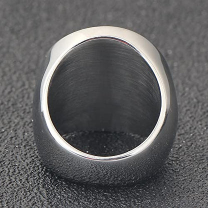 MYNENEY Stainless Steel Round Shape Classical Simple Plain Wedding Engagement Statement Pinky Band Signet Rings for Men Women Size 4-15 - color: Men Size Silver
