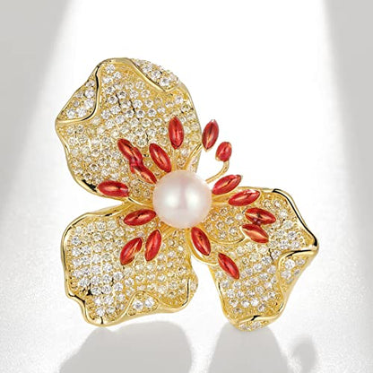Brooches and Pins for Women Elegant Flower Pearl Brooches Costume Broches Jewelry Lady Christmas Pin for Women - style: Charming Pistil