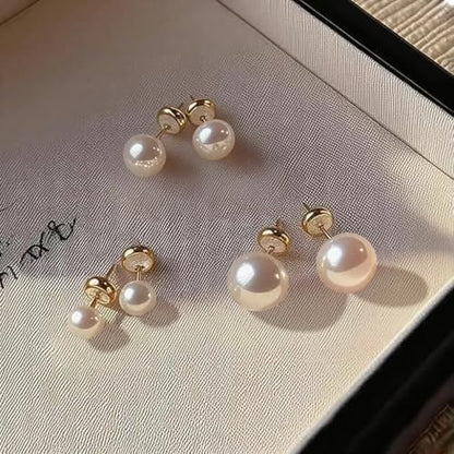 Freshwater Cultured Pearl Stud Earrings, 18K Gold Plated Sterling Silver | AAAA+ Handpicked Pearl Earrings with Hypoallergenic Design, Elegant Jewelry Gift for Women’s Daily Wear - size: 9mm