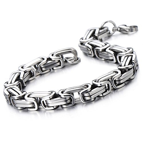 COOLSTEELANDBEYOND Mens Women New Stainless Steel Braided Link Bracelet Polished - color: A-Metal Color: Silver