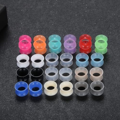 Xpircn 30Pcs Silicone Ear Gauges Flexible Ear Tunnels Plugs Stretchers Expander Double Flared Flesh Ear Piercing Jewelry for Women Men - style: Gauge:7/16"(11mm)