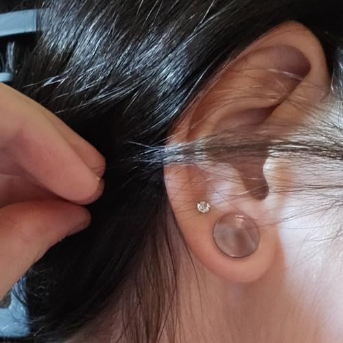 8G-12mm Solid Ear Plugs Tunnels for Women Men Single Flared Ears Gauge Plugs with O-Ring Stretcher Expander Piercing Body Jewelry Black White Clear Opalite 1 Pairs - color: Clear, size: 6 Gauge = 4mm = 3/16 inch