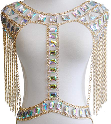 Women Sexy Jewelry Night Shop Costume Shoulder Body Chain - color: Gold -Shoulder body chain